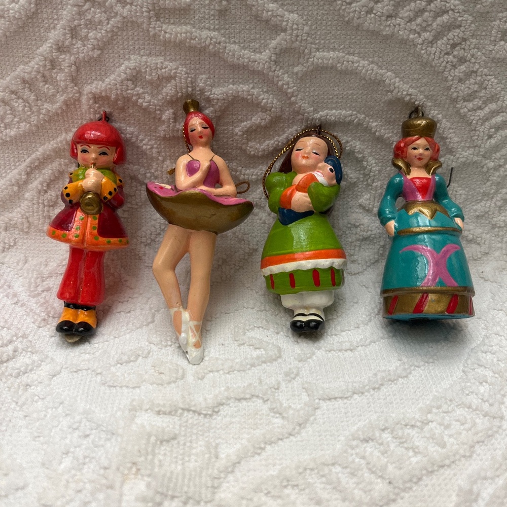 Vintage 1970’s Unieboek Nutcracker Holiday Ornaments.  Set of Four.